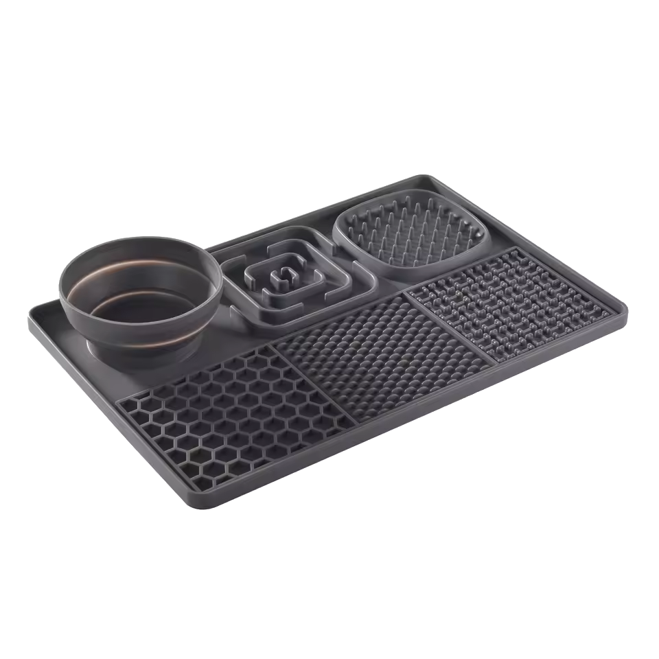 Pawse enrichment feeding mat with built-in bowl